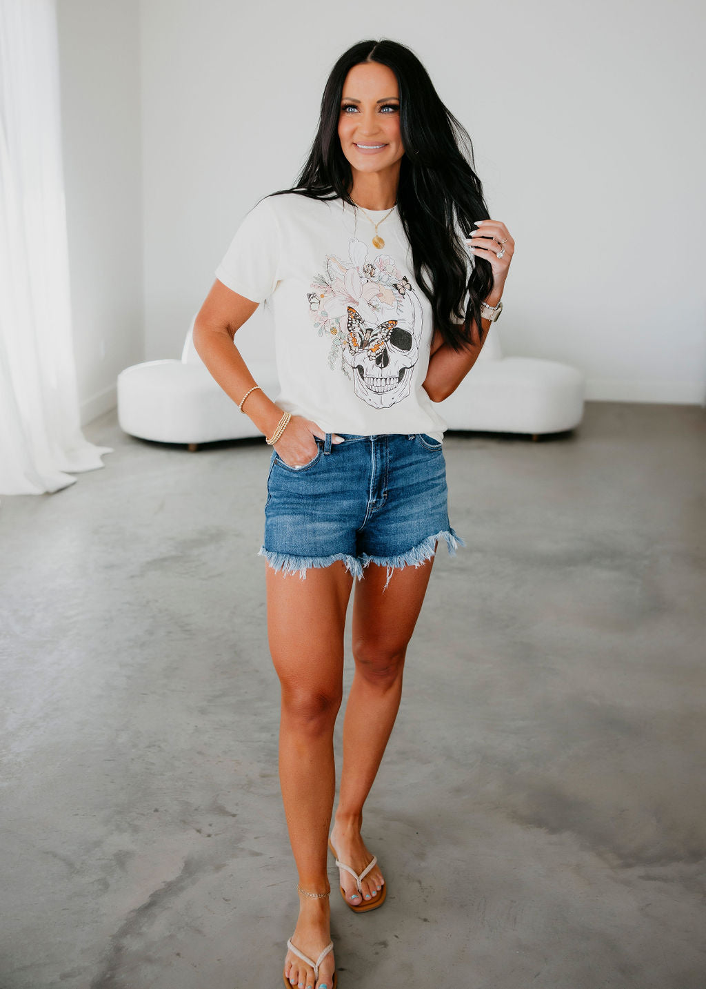 Floral Skull Graphic Tee