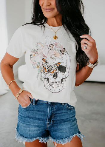 Floral Skull Graphic Tee